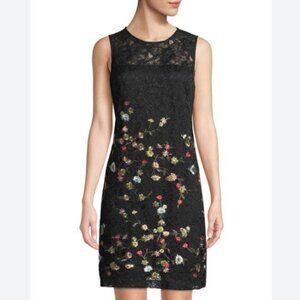 Karl Lagerfeld Sleeveless Cocktail Dress with Lace Overlay